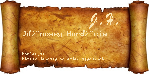 Jánossy Horácia névjegykártya